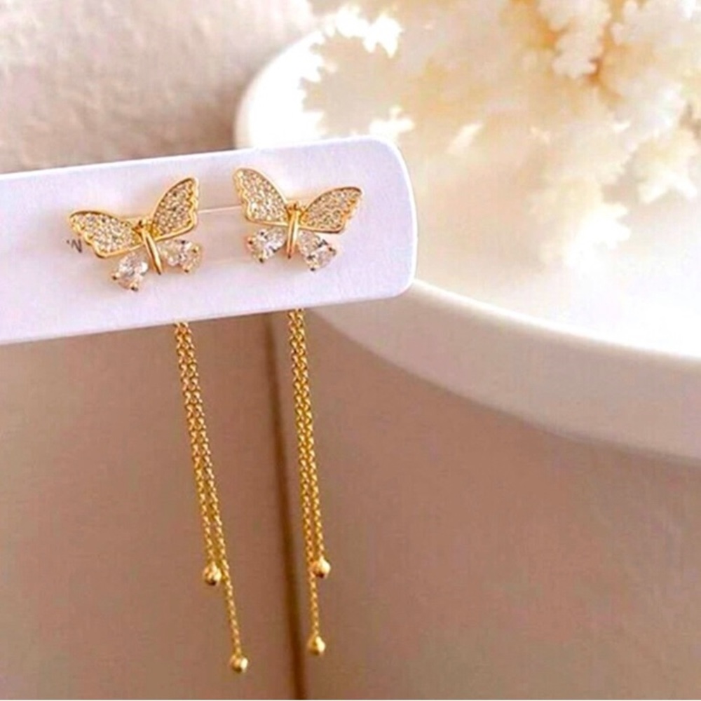 Gold butterfly earrings